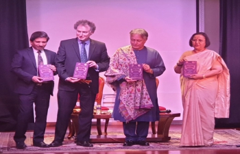 A book "Master on Masters" written by Ustad Amjad Ali Khan, renowned Sarod Maestro, launched by Her Excellency the High Commissioner of India, Smt. Ruchi Ghanshyam. Dy High Commissioner Mr. Charanjeet Singh, Moderator Mr David Murphy,and renowned Musician from the UK, at the Nehru Centre, London.