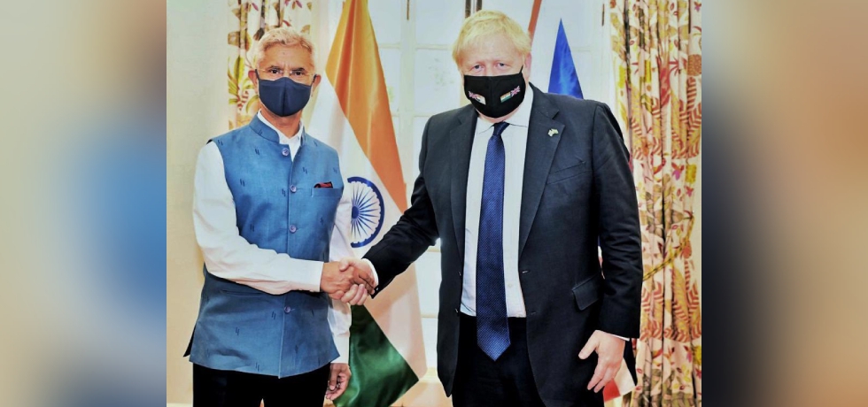 External Affairs Minister Dr. S. Jaishankar calls on H. E. Mr. Boris Johnson, Prime Minister of United Kingdom during his India visit