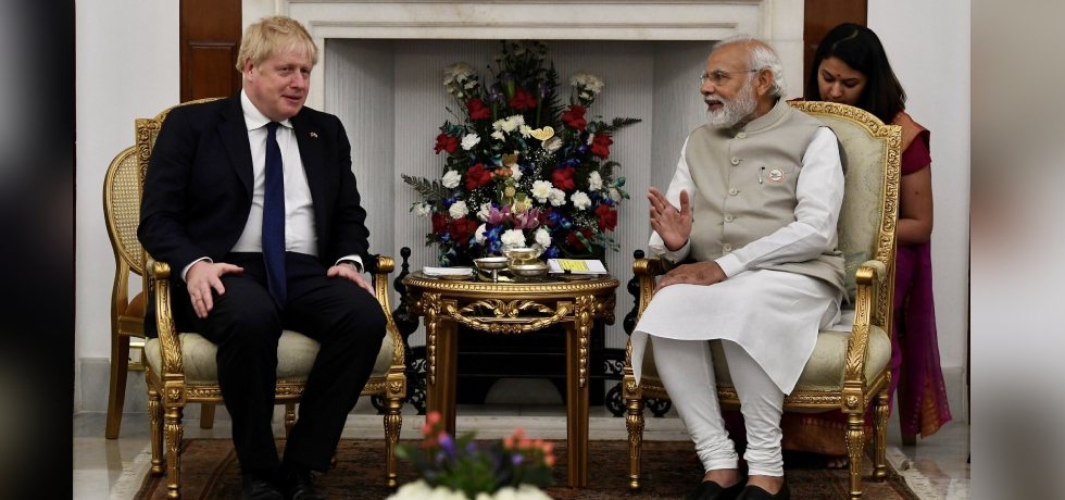 Prime Minister Shri Narendra Modi holds a meeting with H.E. Mr. Boris Johnson, Prime Minister of United Kingdom